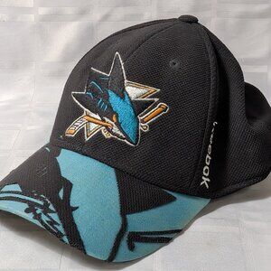 SAN JOSE SHARKS FITTED BASEBALL HAT REEBOK CENTER ICE NHL HOCKEY SMALL MEDIUM